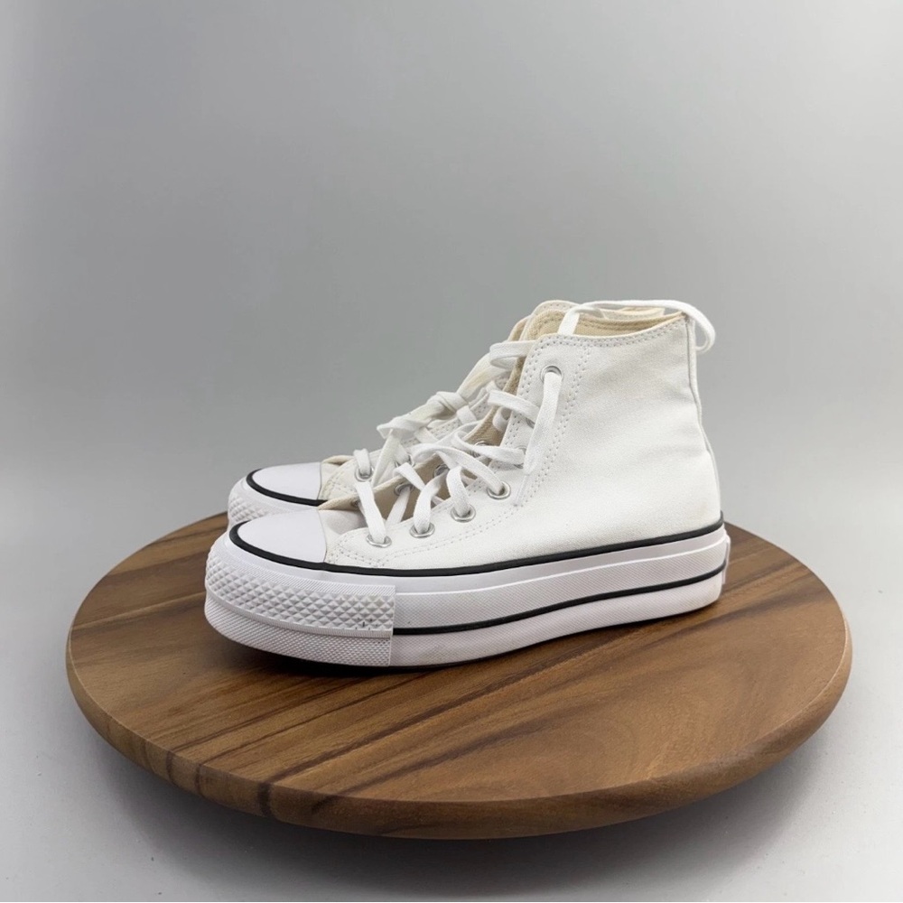 Converse White High-Top Canvas Sneakers with Black Trim